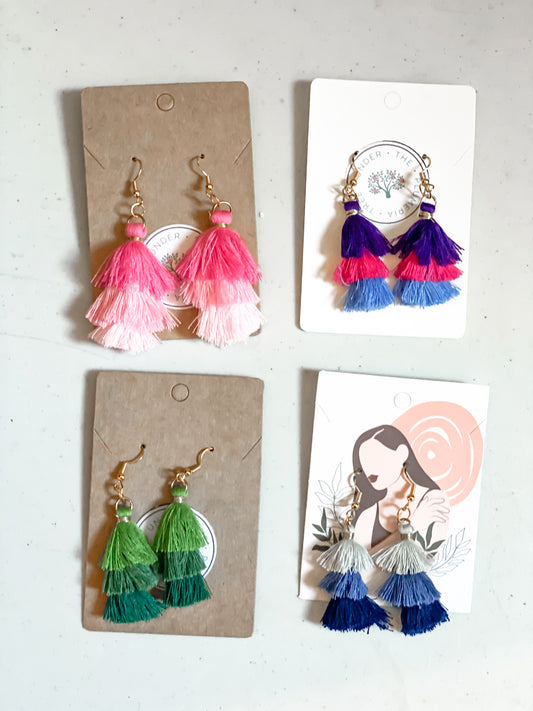 Festive Ombre Tassel Dangle Earrings