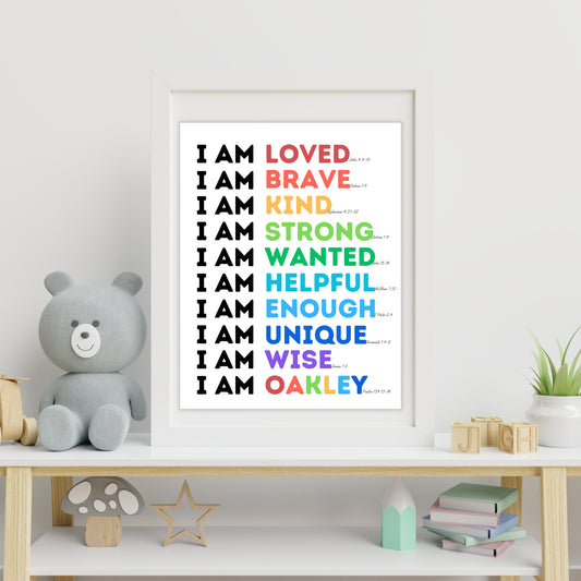 I Am... Personalized Print with Scripture Verses Downloadable Print