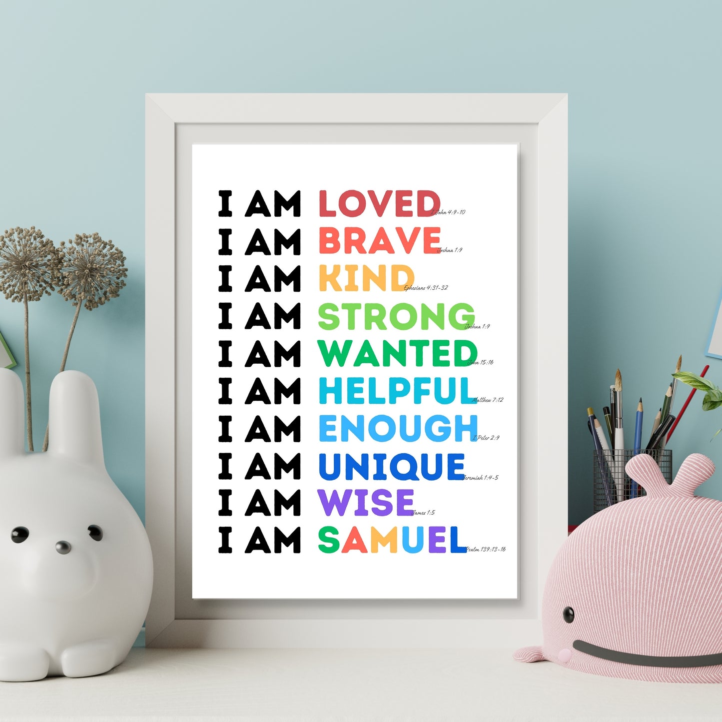 I Am... Personalized Print with Scripture Verses Downloadable Print