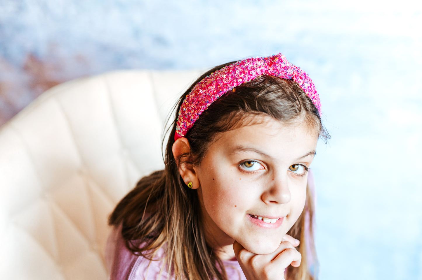 Pink Sparkle Sequins Knotted  Headband