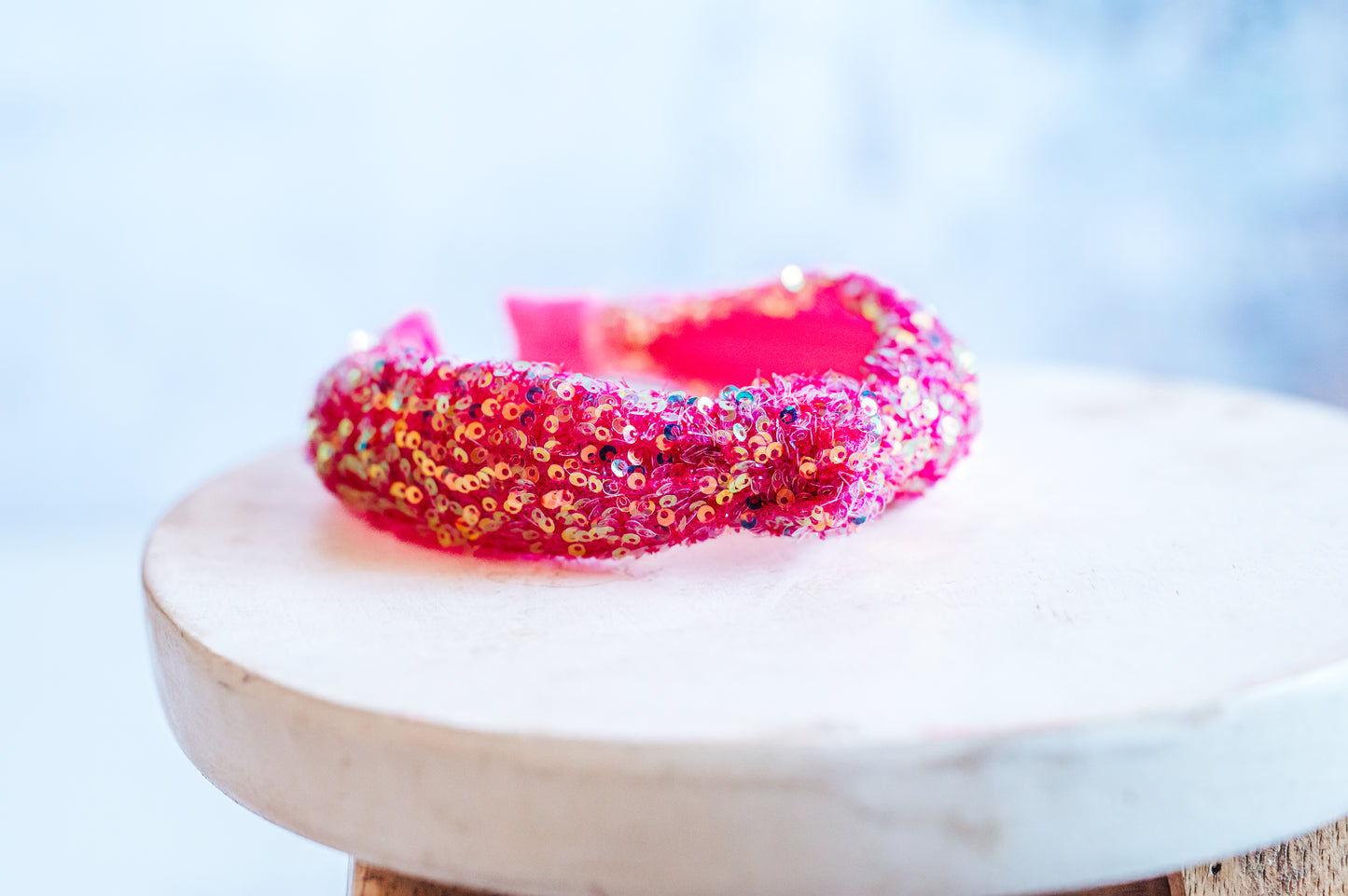 Pink Sparkle Sequins Knotted  Headband