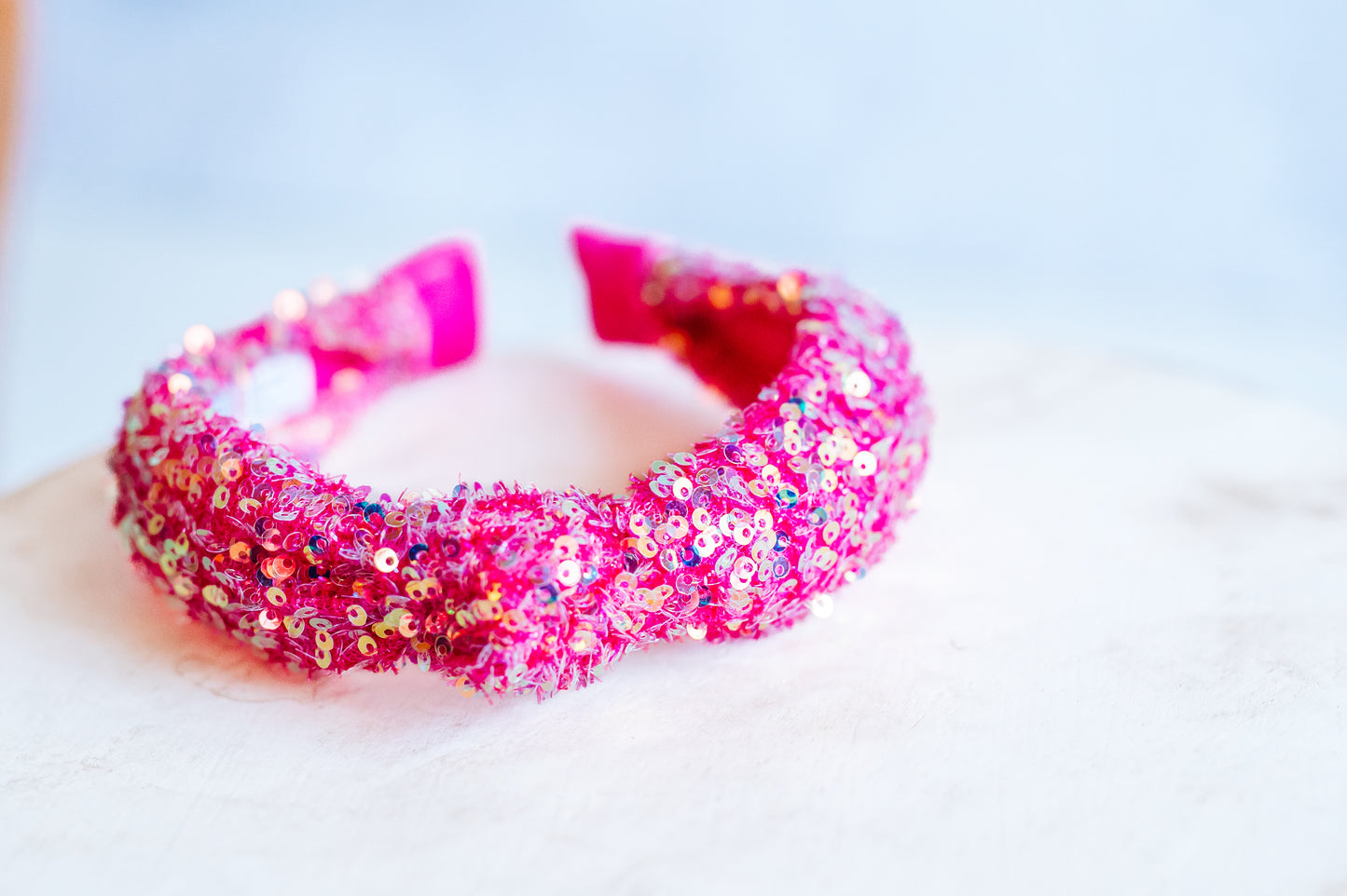 Pink Sparkle Sequins Knotted  Headband