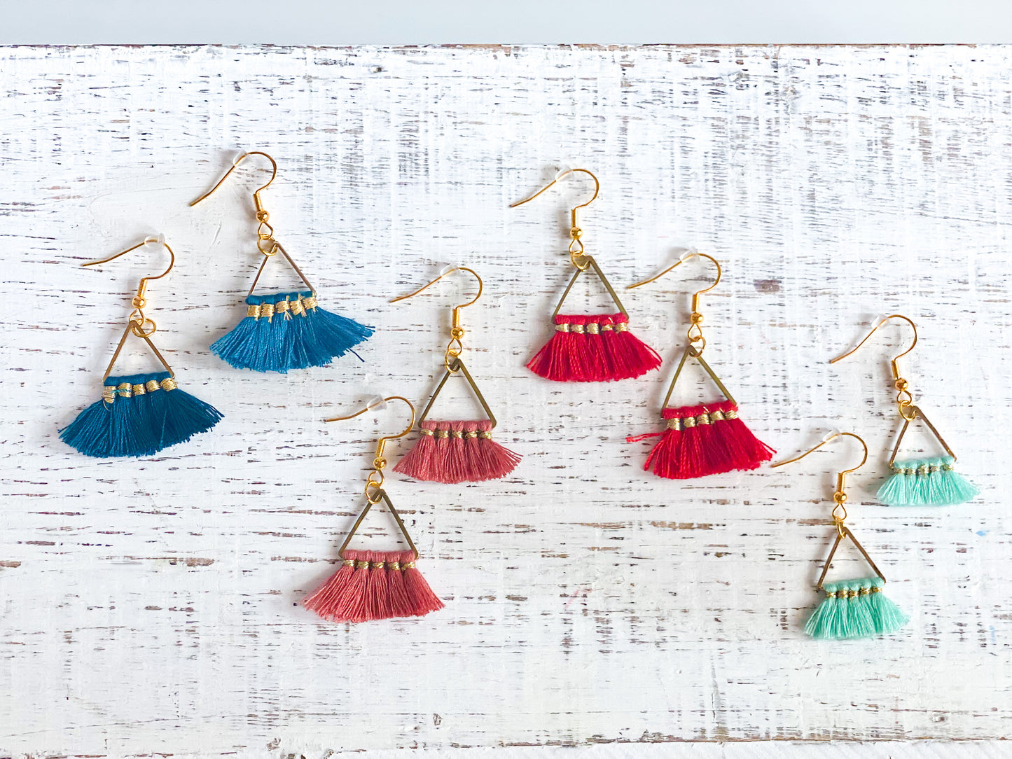 Small Triangle Boho Thread Dangle Earrings