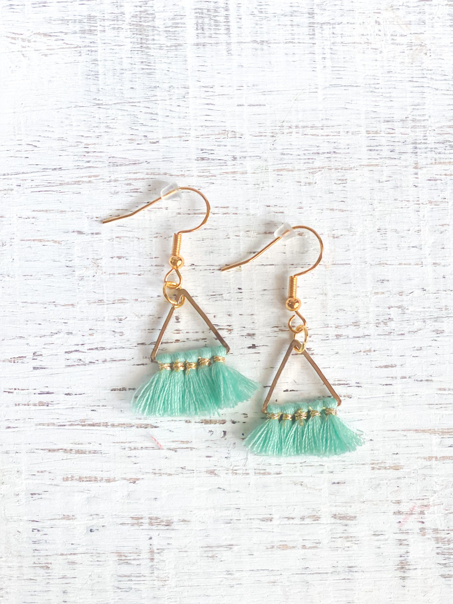 Small Triangle Boho Thread Dangle Earrings