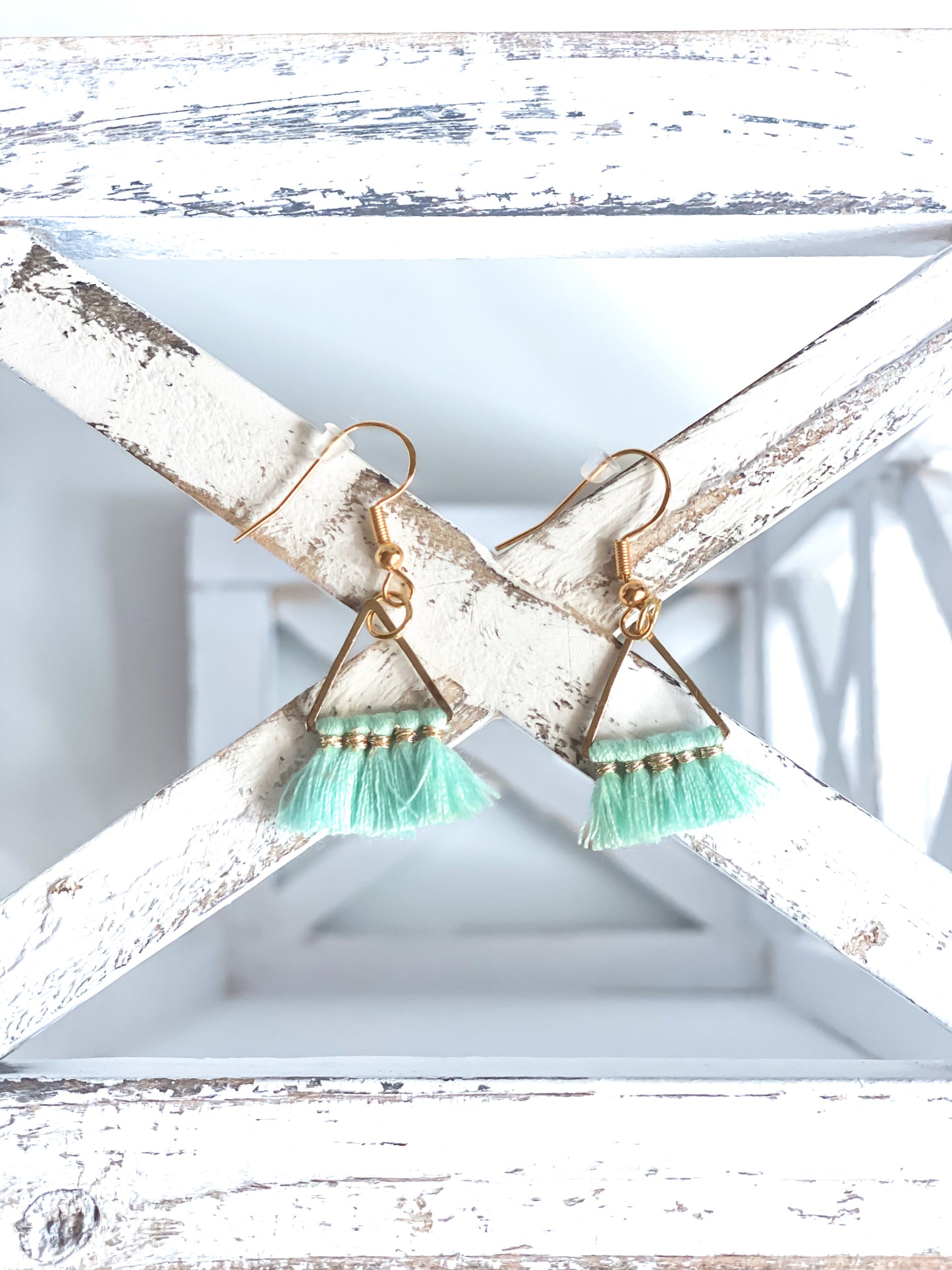 Small Triangle Boho Thread Dangle Earrings