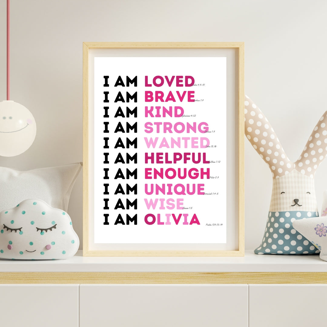 I Am... Personalized Print with Scripture Verses Downloadable Print