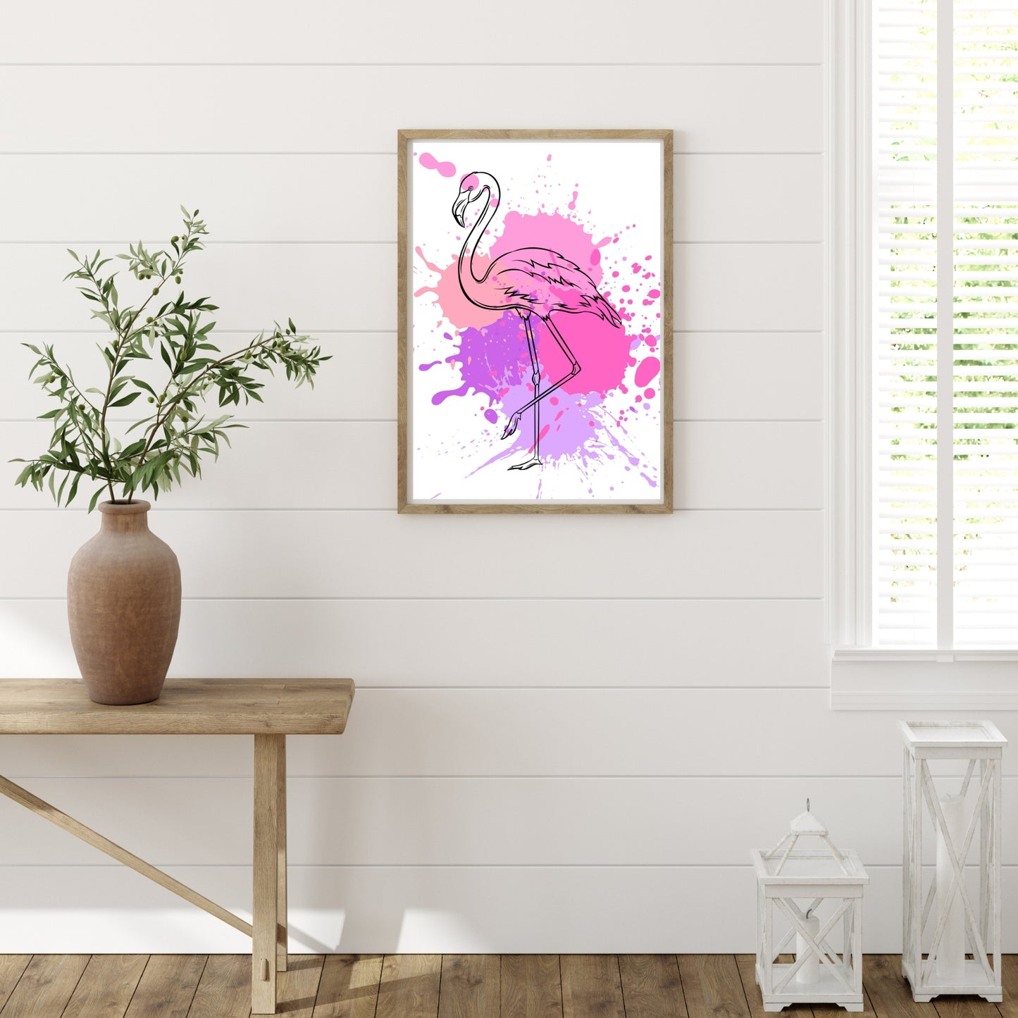 Flamingo Pink & Purple Paint Splatter Print - Digital Download