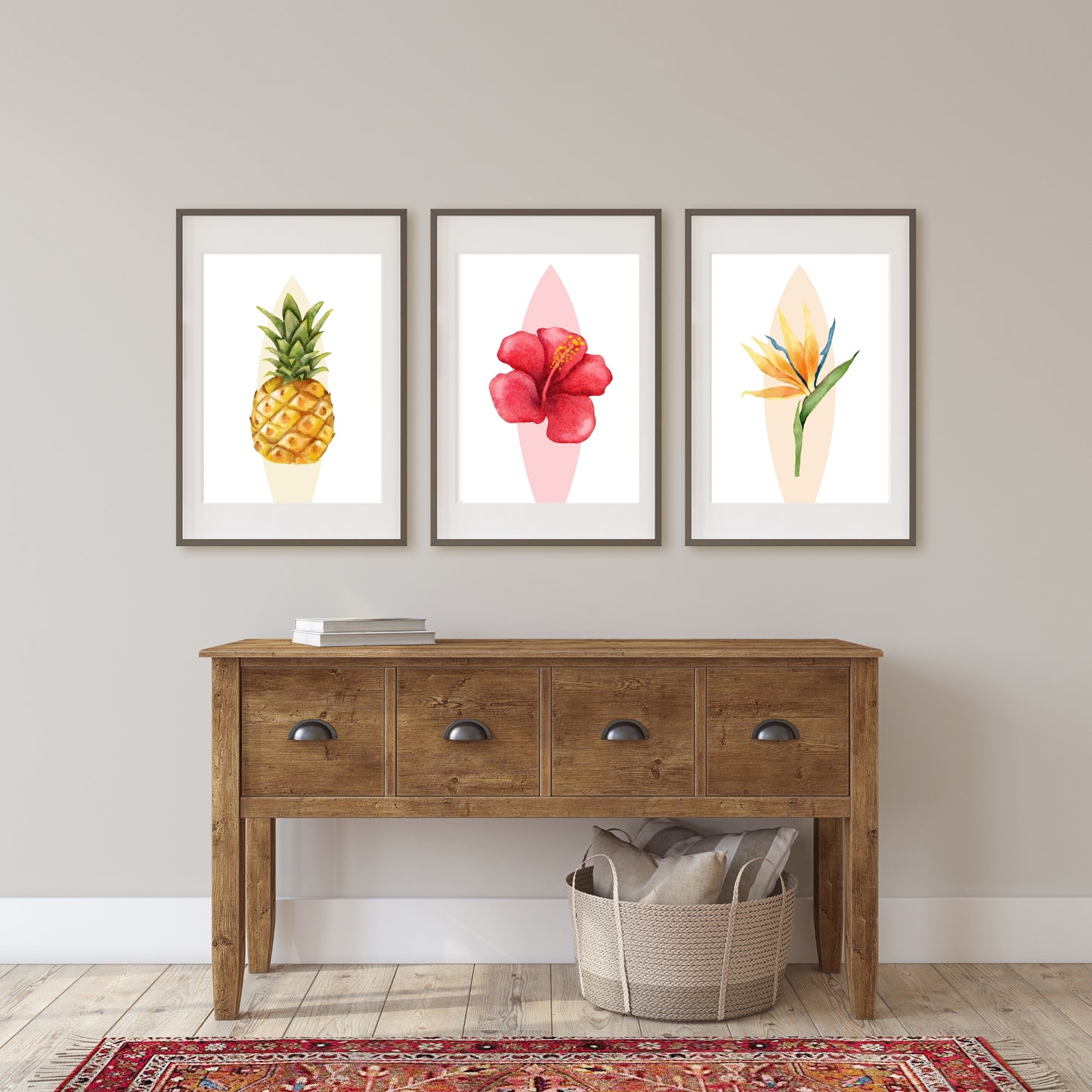 Tropical Prints - Set of 7 Tropical, Beach, Palm, Wave, Hibiscus, Pineapple, Starfish, Paradise Flower