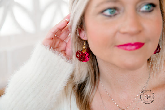 Feathered fan style earrings