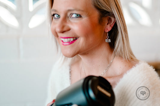 Silver Camera Dangle Earrings