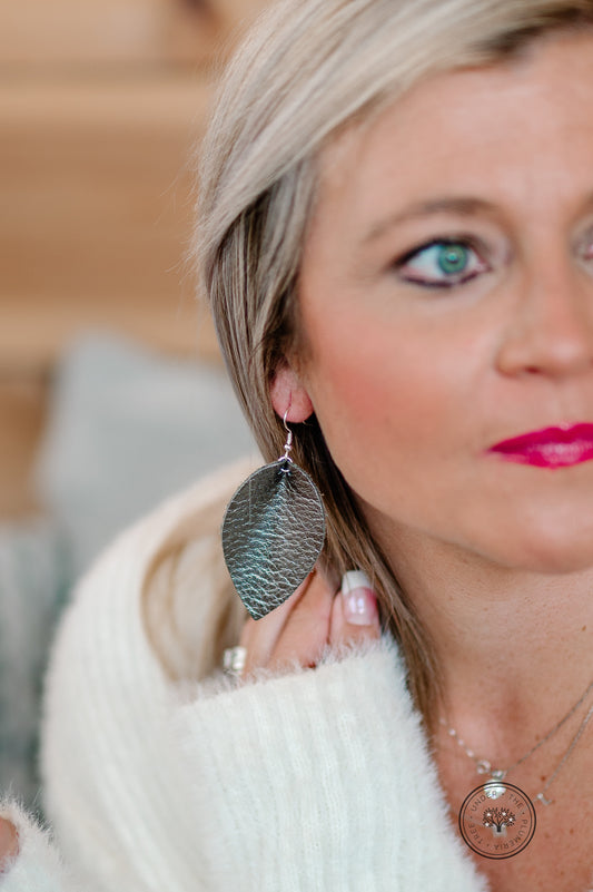 Leather Leaf Earrings