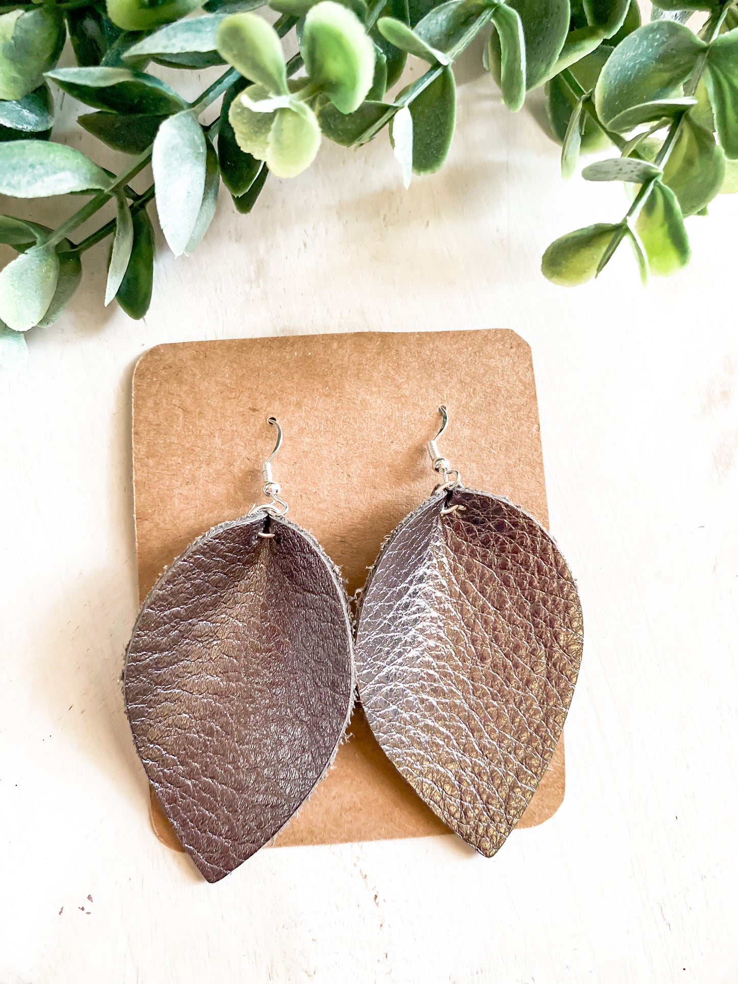 Leather Leaf Earrings