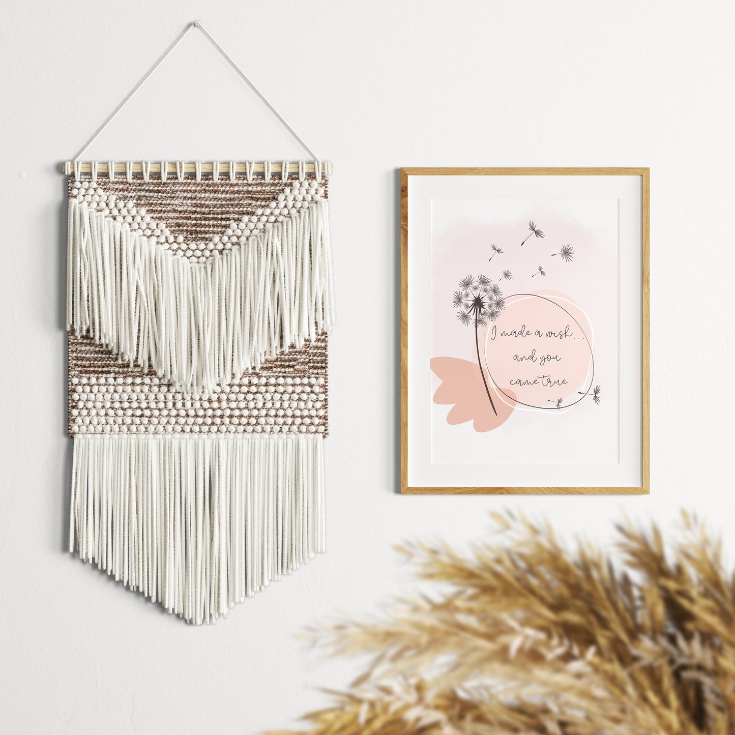 Made A Wish & You Came True Digital Print Boho Chic Dandelion for Girl Room or Baby Nursery