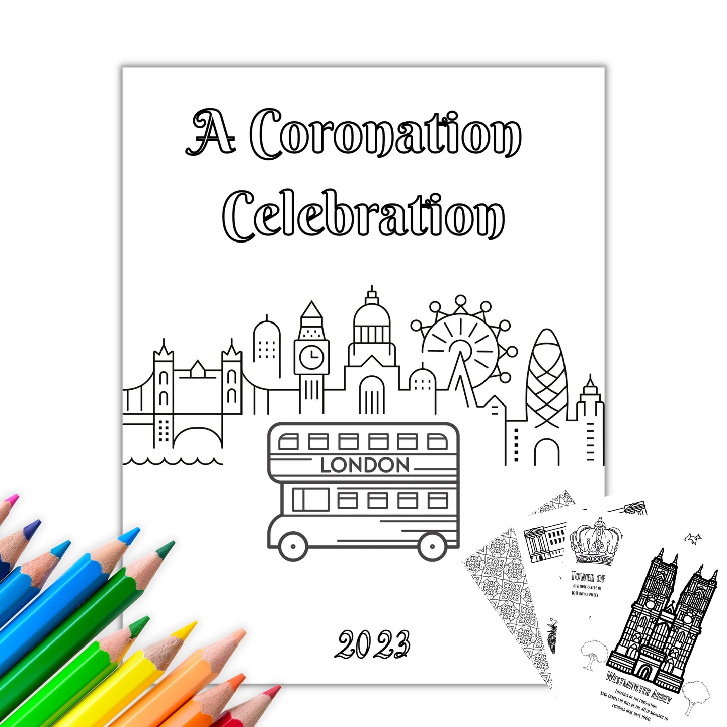 London & Coronation Coloring & Activity Book Pages - Digital Download