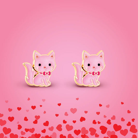 Pink Kitty Cutie Stud Earrings