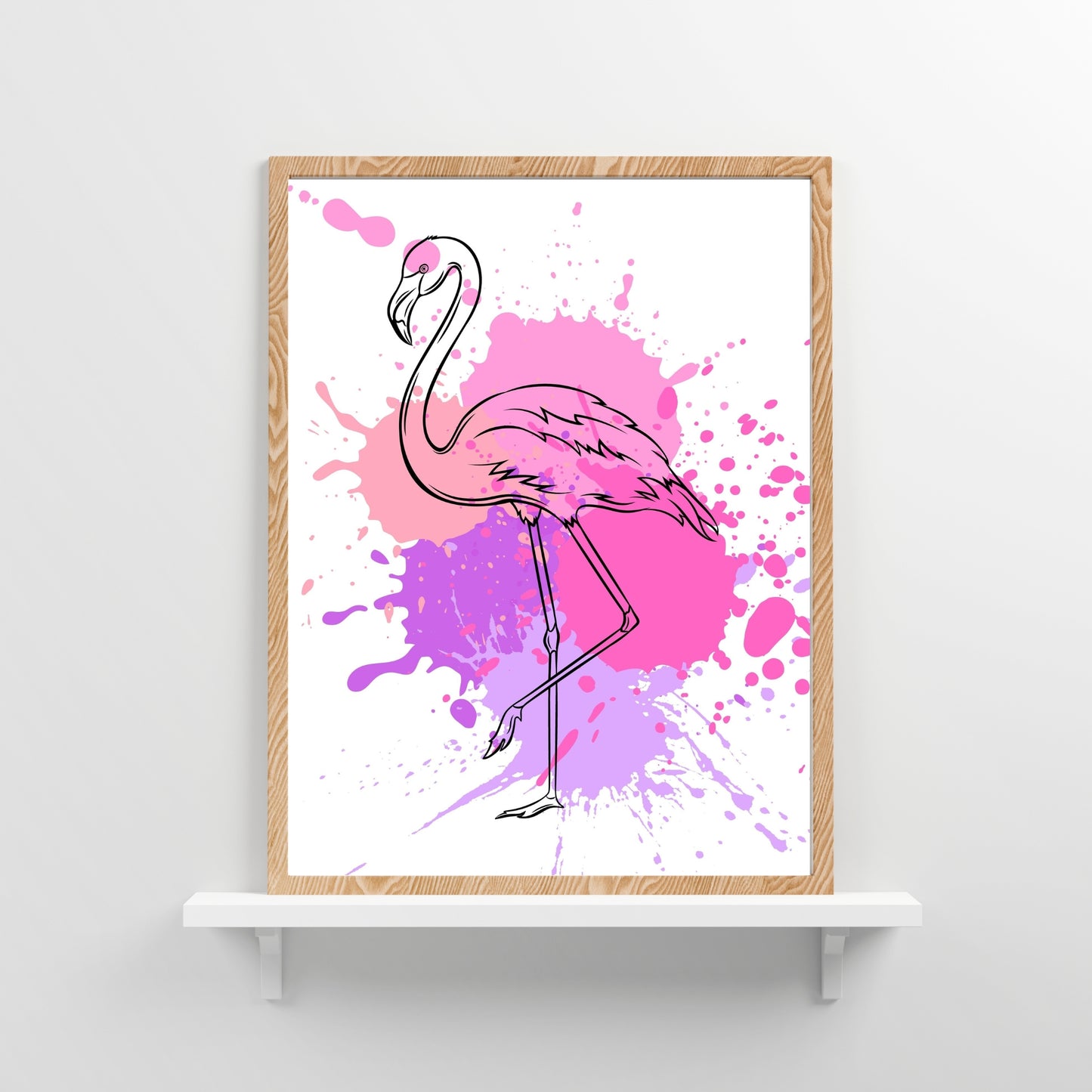 Flamingo Pink & Purple Paint Splatter Print - Digital Download