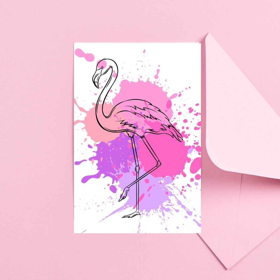 Flamingo Pink & Purple Paint Splatter Print - Digital Download